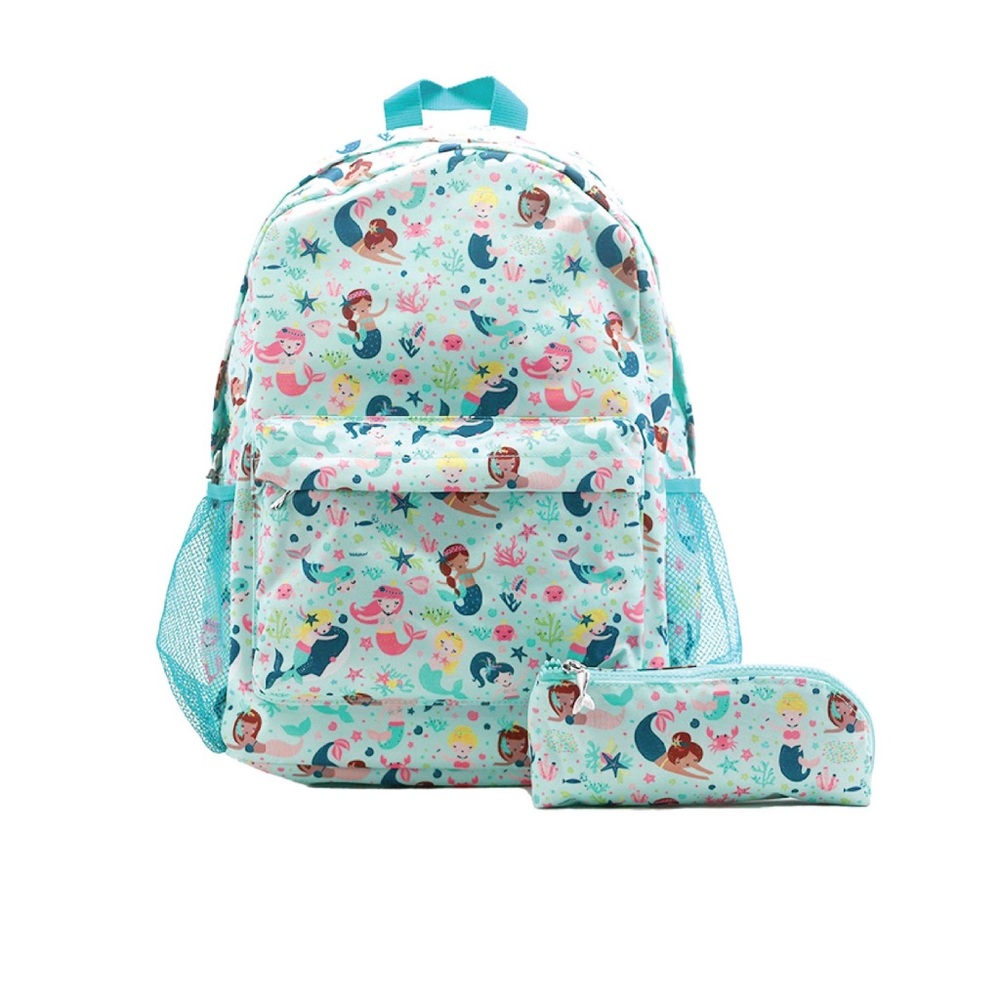 2-in-1 Kids Backpack & Pencil Pouch Set,Backpack for Kids (Mermaids)